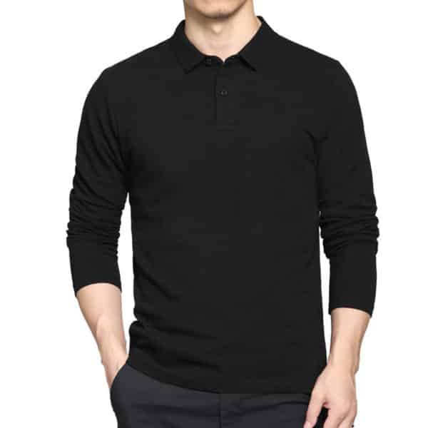 Black Long Sleeve Polo Shirt