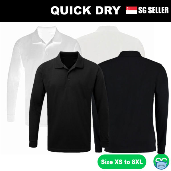 Black Long Sleeve Polo Shirt | White Long Sleeve Polo Shirt
